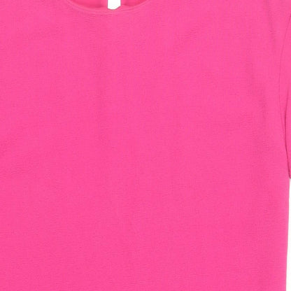 NEXT Womens Pink Polyester Shift Size 12 Round Neck Button