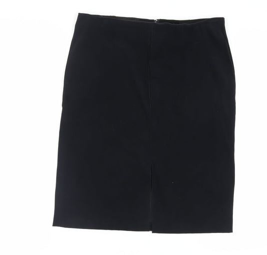Dorothy Perkins Womens Black Polyester Straight & Pencil Skirt Size 12 Zip
