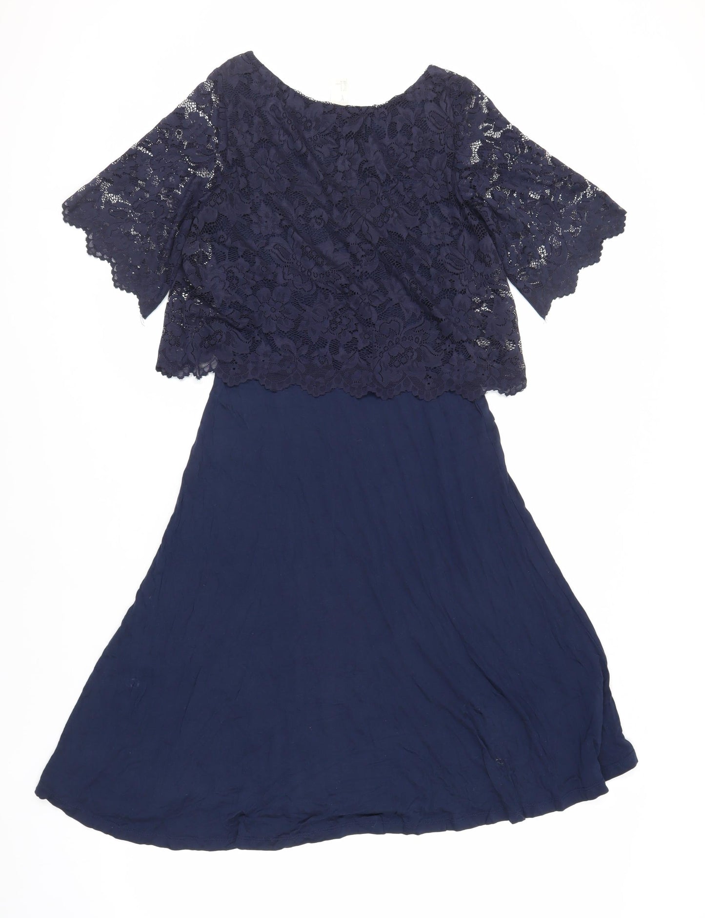 H&M Mama Womens Blue Viscose A-Line Size M Round Neck Pullover - Lace Top
