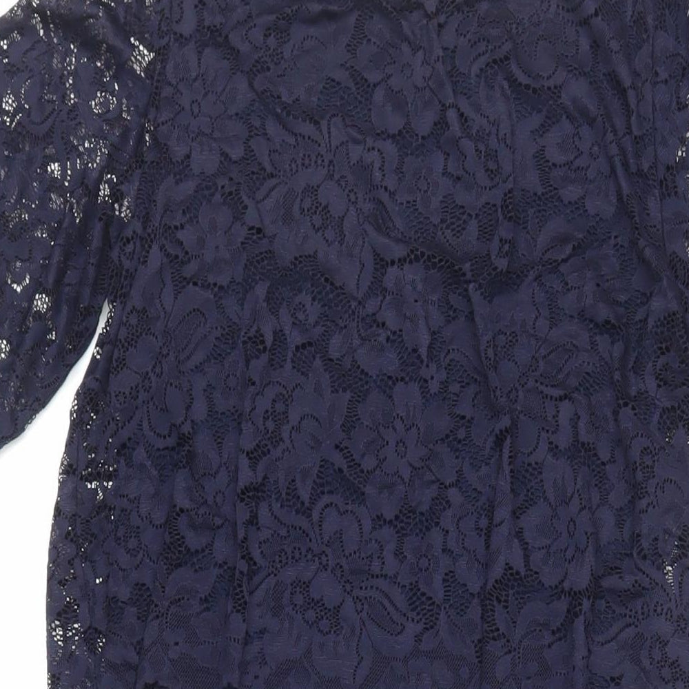 H&M Mama Womens Blue Viscose A-Line Size M Round Neck Pullover - Lace Top