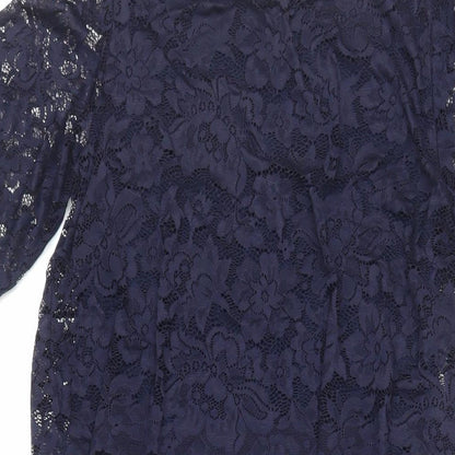 H&M Mama Womens Blue Viscose A-Line Size M Round Neck Pullover - Lace Top