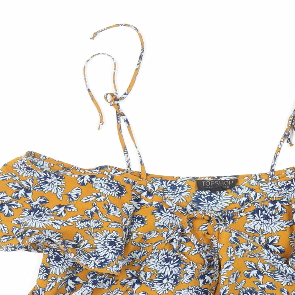 Womens UK Size 8 Topshop Yellow Basic Blouse