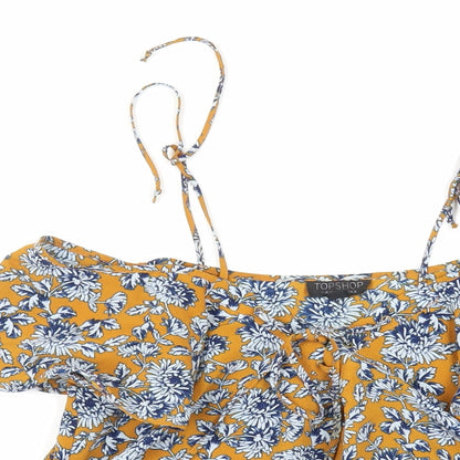 Womens UK Size 8 Topshop Yellow Basic Blouse