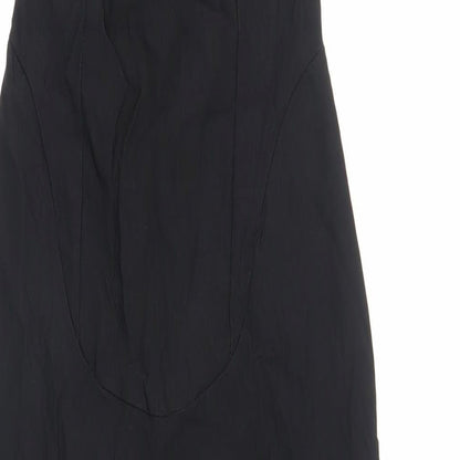 PRETTYLITTLETHING Womens Black Viscose Bodycon Size 10 One Shoulder Zip - Cut Out Detail