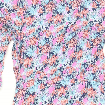 Marks and Spencer Womens Multicoloured Geometric Viscose A-Line Size 14 Collared Button