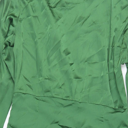 Cider Womens Green Polyester Shirt Dress Size M Collared Zip