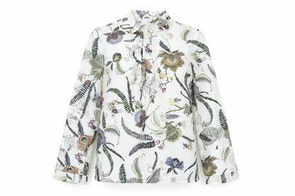 Next Womens White Floral Polyester Basic Blouse Size 10 High Neck