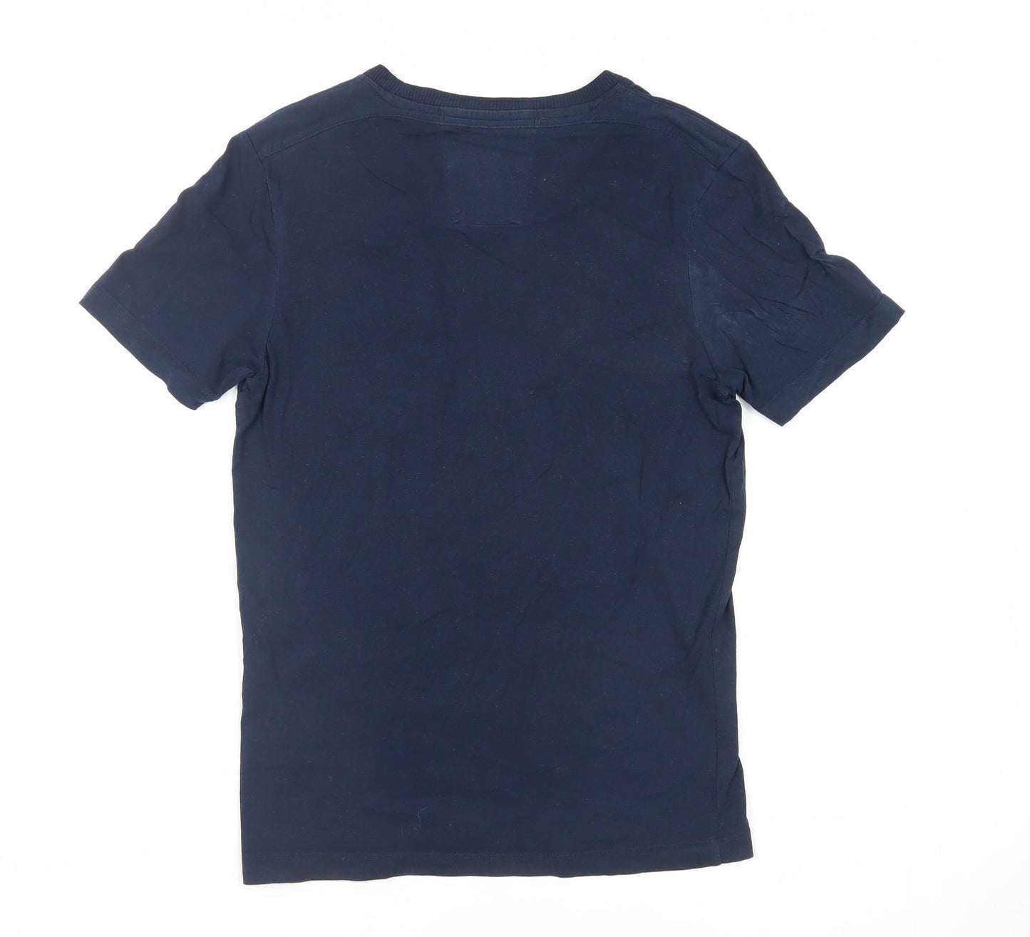 Selected Homme Mens Blue Cotton T-Shirt Size XS Crew Neck - Pocket Detail