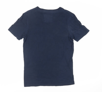 Selected Homme Mens Blue Cotton T-Shirt Size XS Crew Neck - Pocket Detail