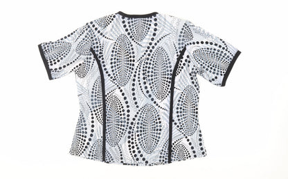 Charlotte Gold Womens Black Geometric Polyester Basic Blouse Size 12 Square Neck - Shoulder Pads