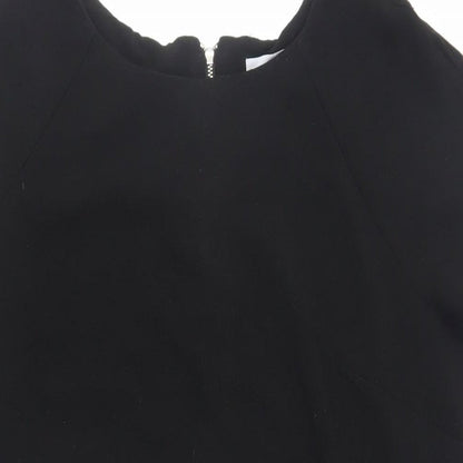 Red Herring Womens Black Polyester Shift Size 12 Round Neck Zip