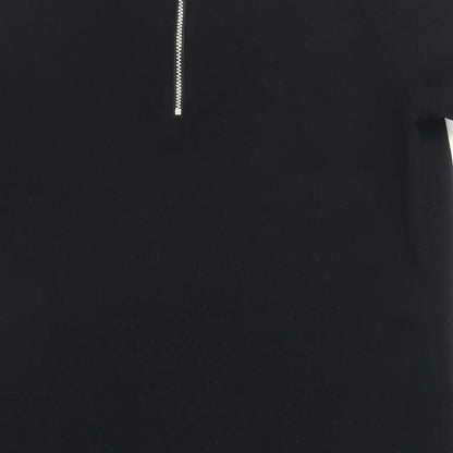 Red Herring Womens Black Polyester Shift Size 12 Round Neck Zip