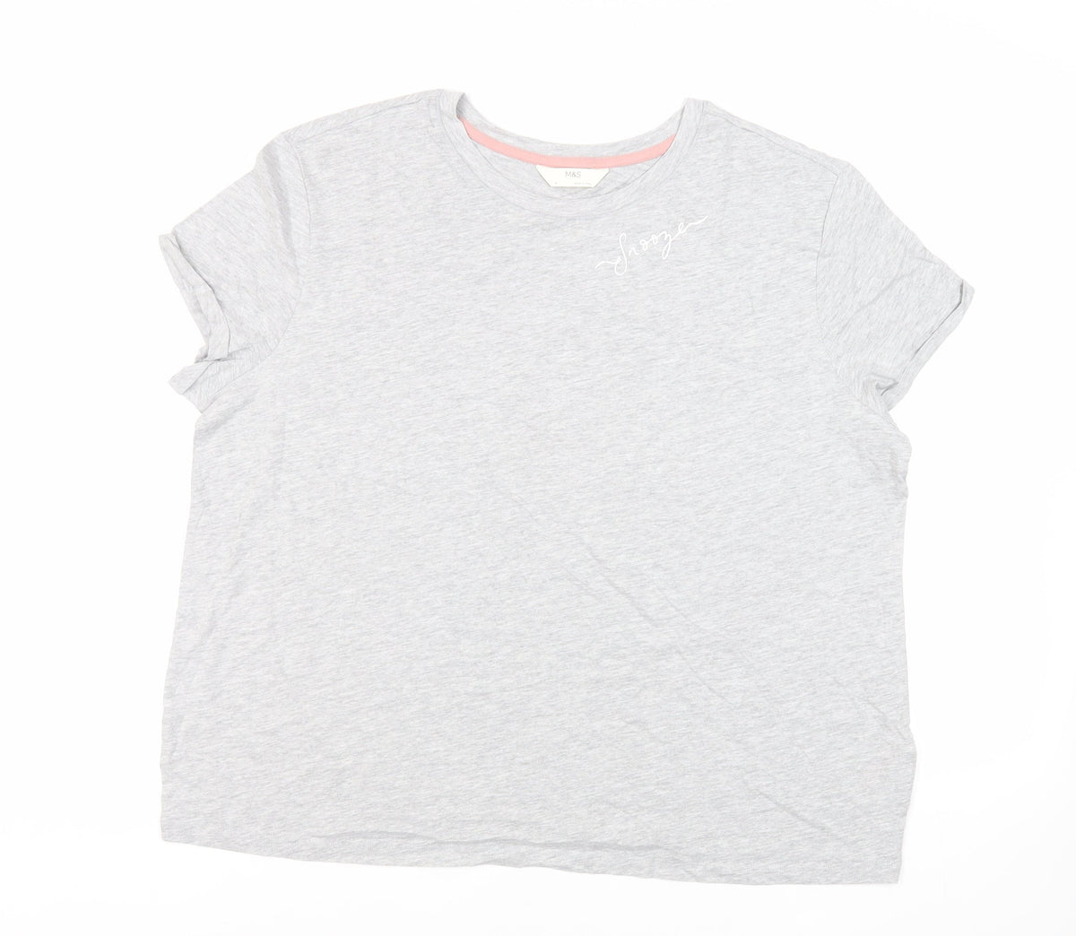 Marks & Spencer Womens Grey Solid Cotton Top Pyjama Top Size XL