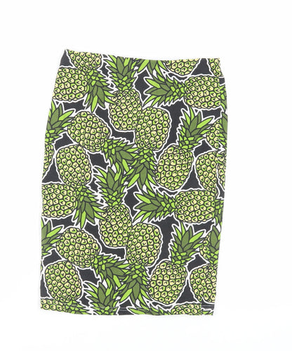 H&M Womens Green Geometric Cotton Straight & Pencil Skirt Size S - Pineapple Print