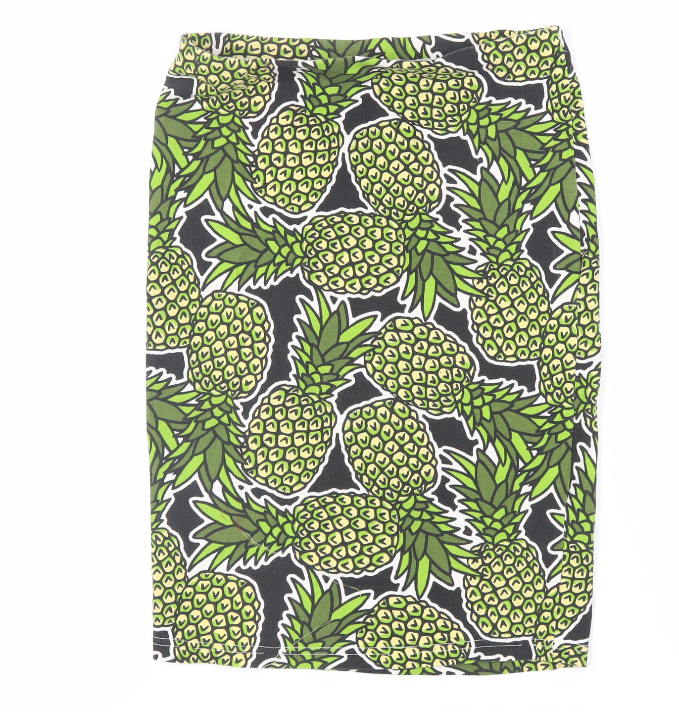 H&M Womens Green Geometric Cotton Straight & Pencil Skirt Size S - Pineapple Print
