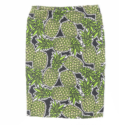 H&M Womens Green Geometric Cotton Straight & Pencil Skirt Size S - Pineapple Print