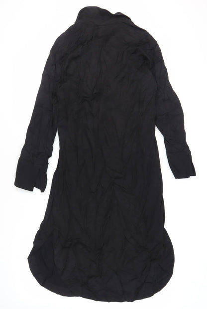 H&M Womens Black Viscose Shirt Dress Size XS Collared Pullover