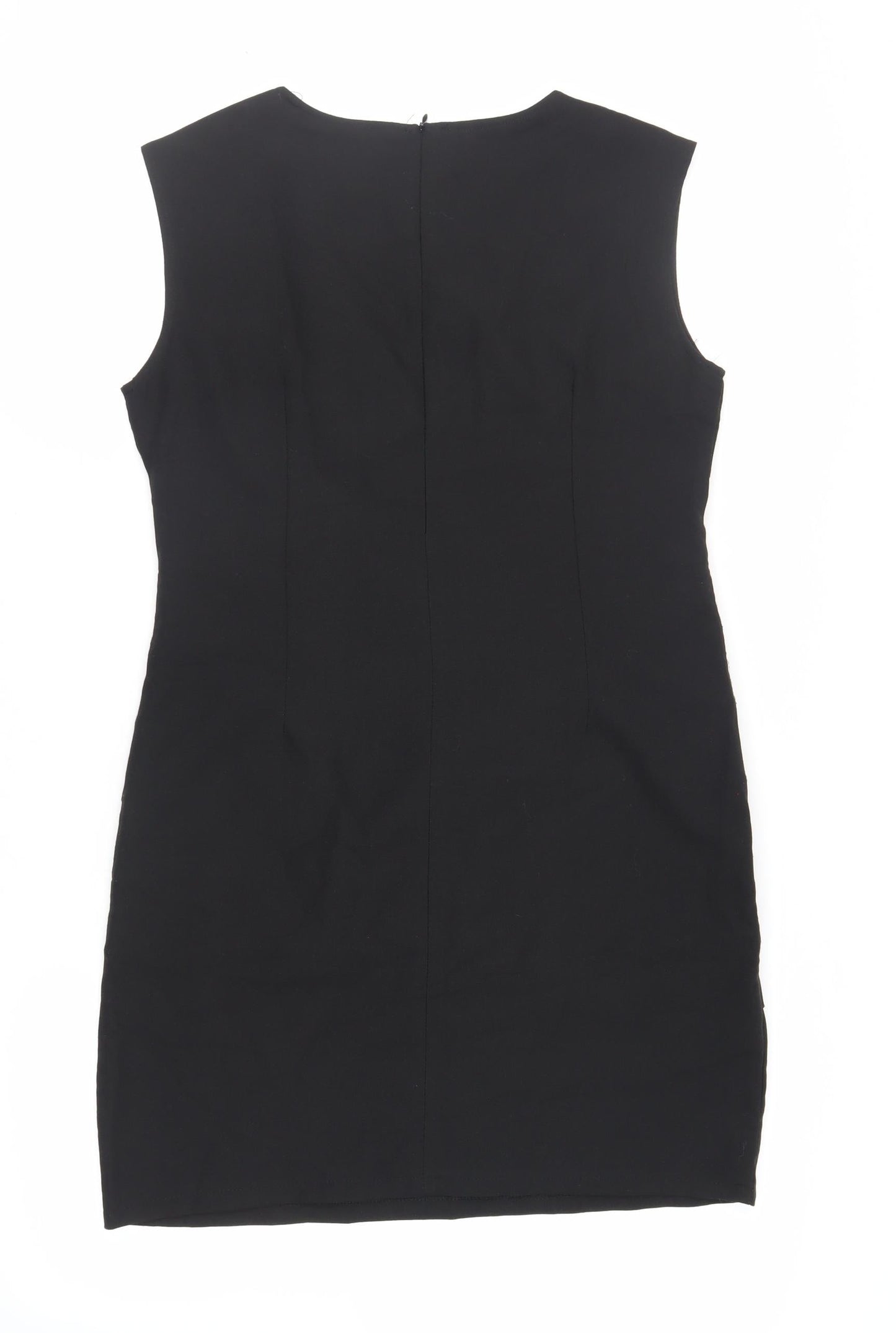 EVENE Womens Black Polyester Pencil Dress Size 14 Round Neck Zip - Embellished
