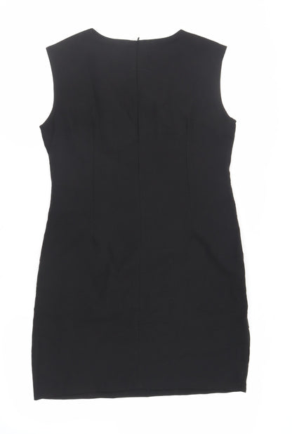 EVENE Womens Black Polyester Pencil Dress Size 14 Round Neck Zip - Embellished