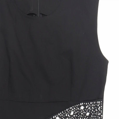 EVENE Womens Black Polyester Pencil Dress Size 14 Round Neck Zip - Embellished