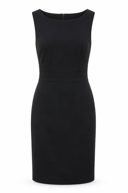 H&M Womens Black Polyester Pencil Dress Size 6 Boat Neck Zip