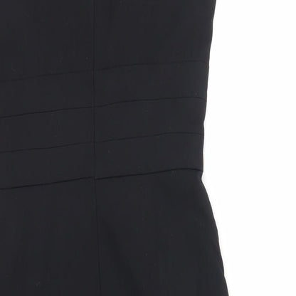H&M Womens Black Polyester Pencil Dress Size 6 Boat Neck Zip