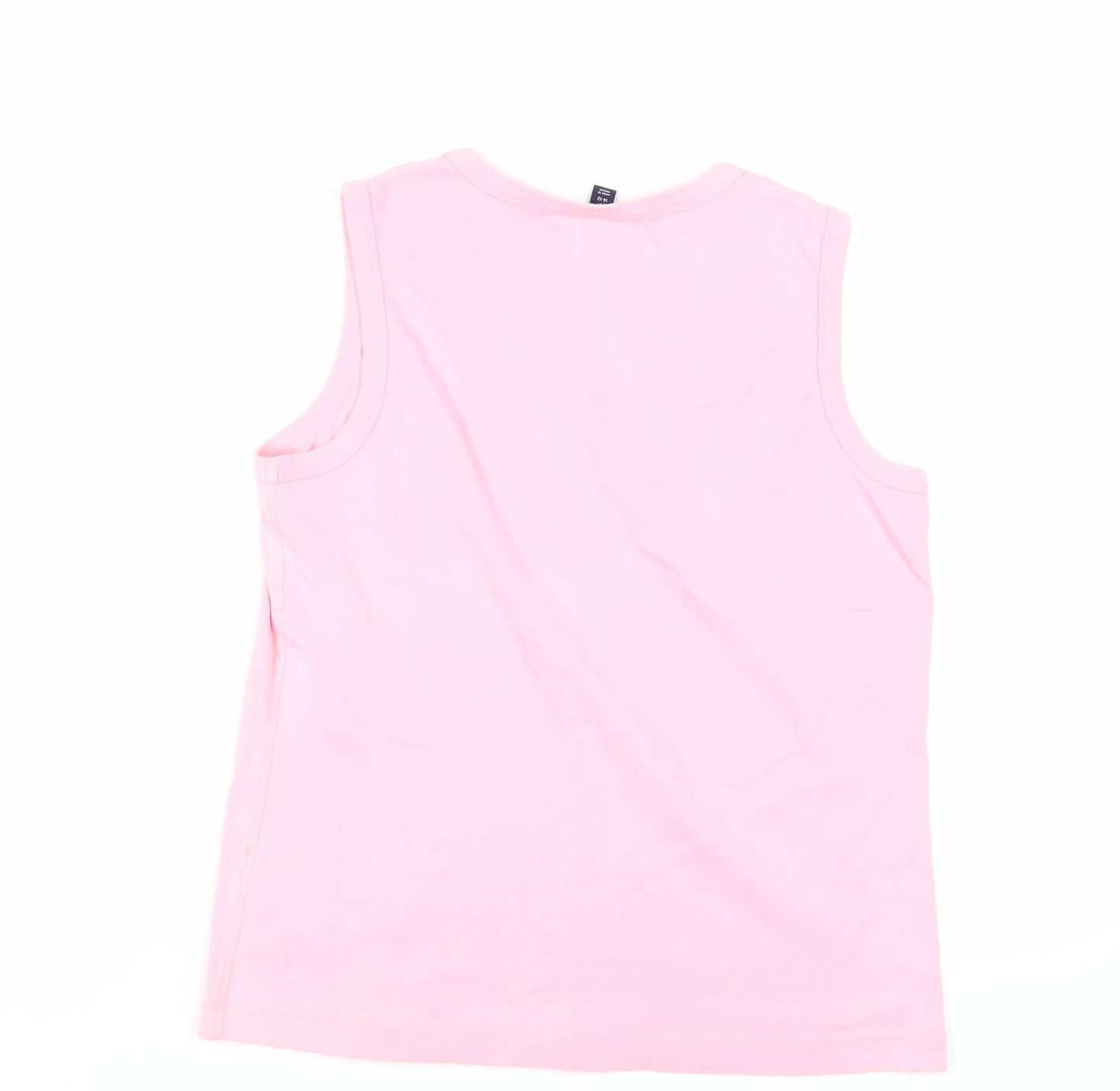 Lands' End Womens Pink Cotton Basic Tank Size M Crew Neck