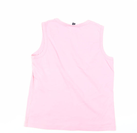 Lands' End Womens Pink Cotton Basic Tank Size M Crew Neck