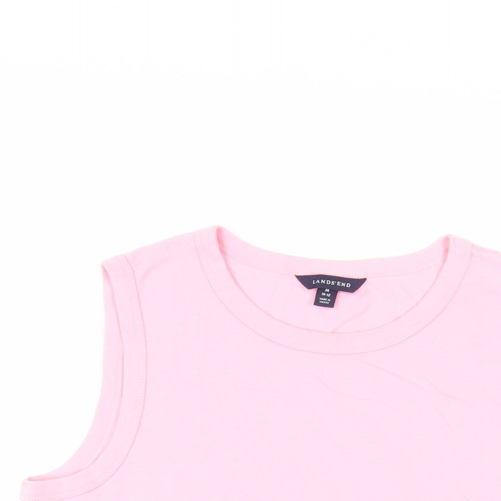Lands' End Womens Pink Cotton Basic Tank Size M Crew Neck