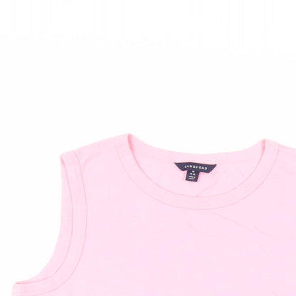 Lands' End Womens Pink Cotton Basic Tank Size M Crew Neck