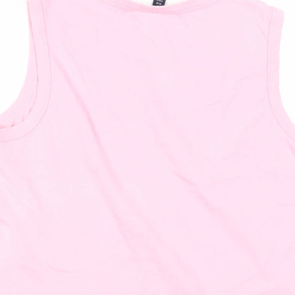 Lands' End Womens Pink Cotton Basic Tank Size M Crew Neck