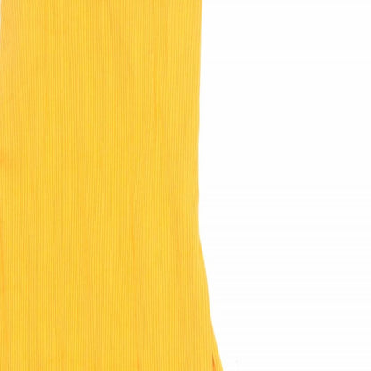 H7M Womens Orange Viscose Tank Dress Size M Round Neck Pullover - Ribbed Backless