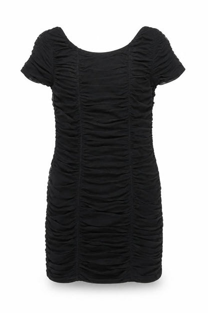 Warehouse Womens Black Nylon Mini Size 14 Boat Neck Pullover - Ruched