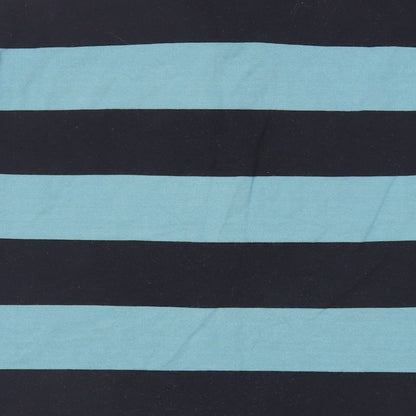 John Lewis Mens Blue Striped Cotton Polo Size L Collared Button