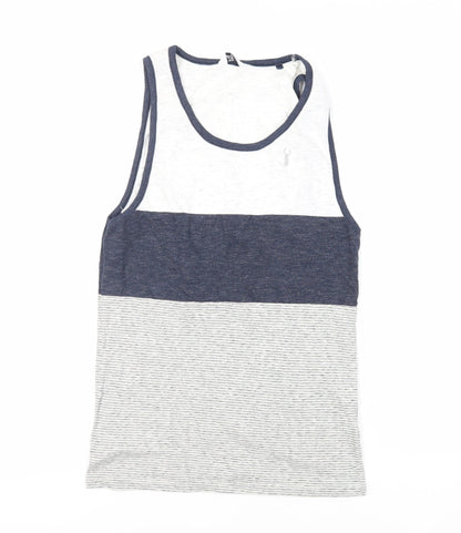 NEXT Mens Grey Striped Cotton T-Shirt Size XS Round Neck