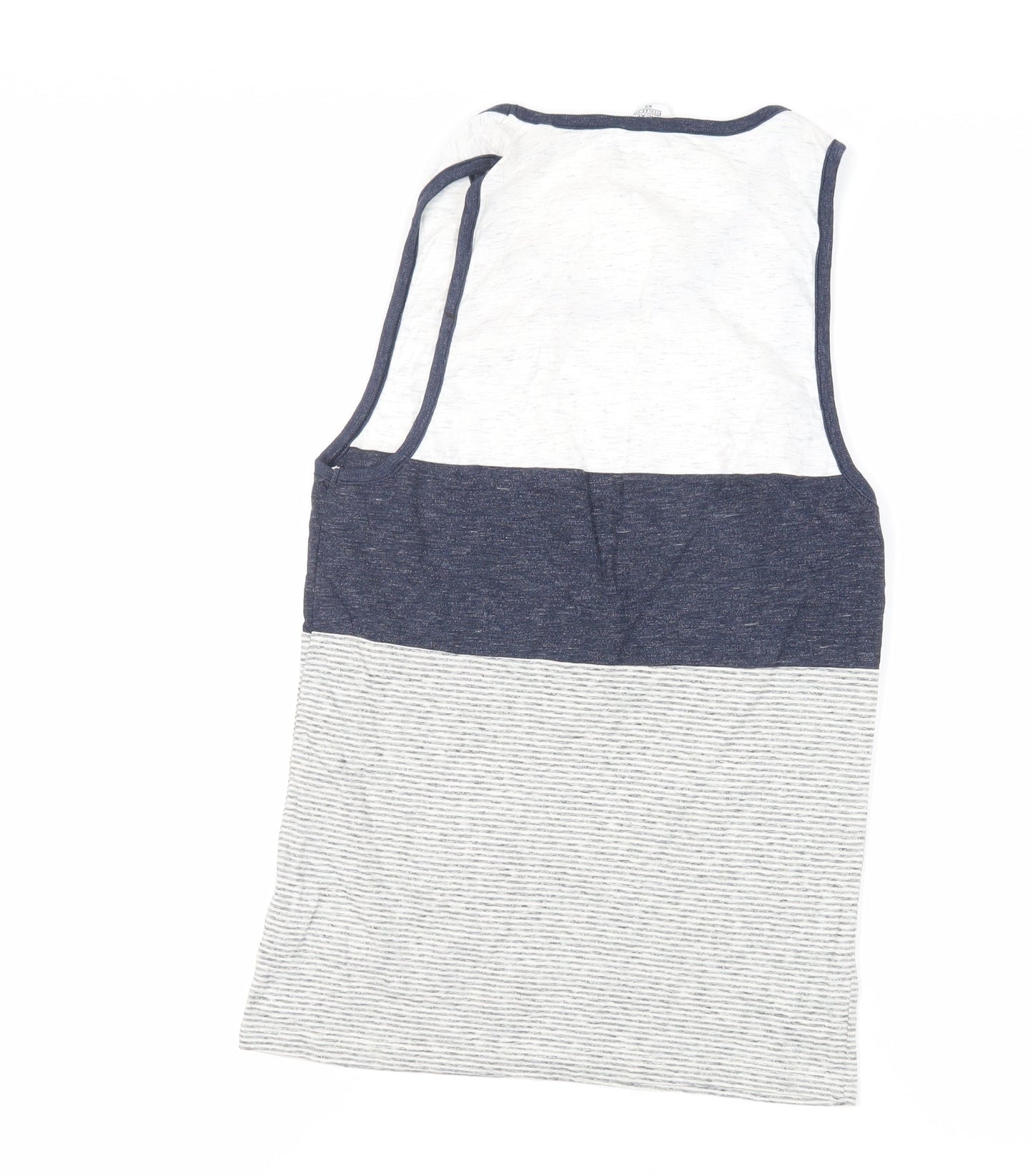 NEXT Mens Grey Striped Cotton T-Shirt Size XS Round Neck