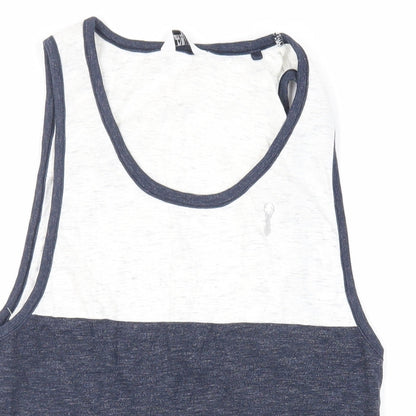 NEXT Mens Grey Striped Cotton T-Shirt Size XS Round Neck