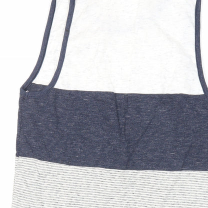 NEXT Mens Grey Striped Cotton T-Shirt Size XS Round Neck