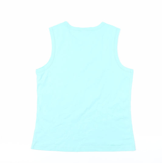 Lands' End Womens Green Cotton Basic Tank Size M Round Neck