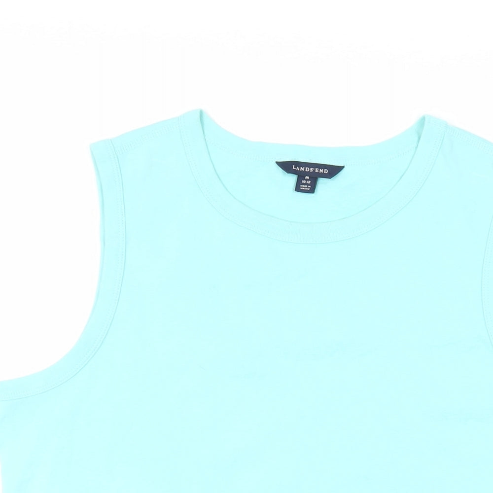 Lands' End Womens Green Cotton Basic Tank Size M Round Neck