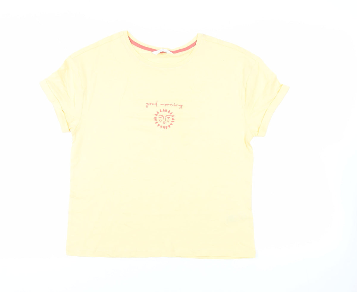 Marks & Spencer Womens Yellow Solid Cotton Top Pyjama Top Size S