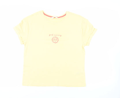 Marks & Spencer Womens Yellow Solid Cotton Top Pyjama Top Size S