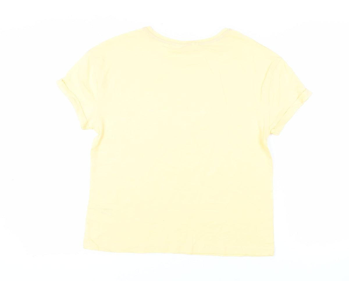 Marks & Spencer Womens Yellow Solid Cotton Top Pyjama Top Size S