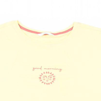 Marks & Spencer Womens Yellow Solid Cotton Top Pyjama Top Size S