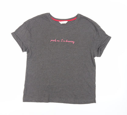 Marks & Spencer Womens Grey Solid Cotton Top Pyjama Top Size S