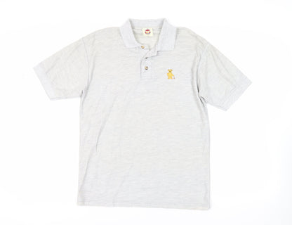 English Teddy Bear Company Mens Grey Polyester Polo Size S Collared Button - Logo