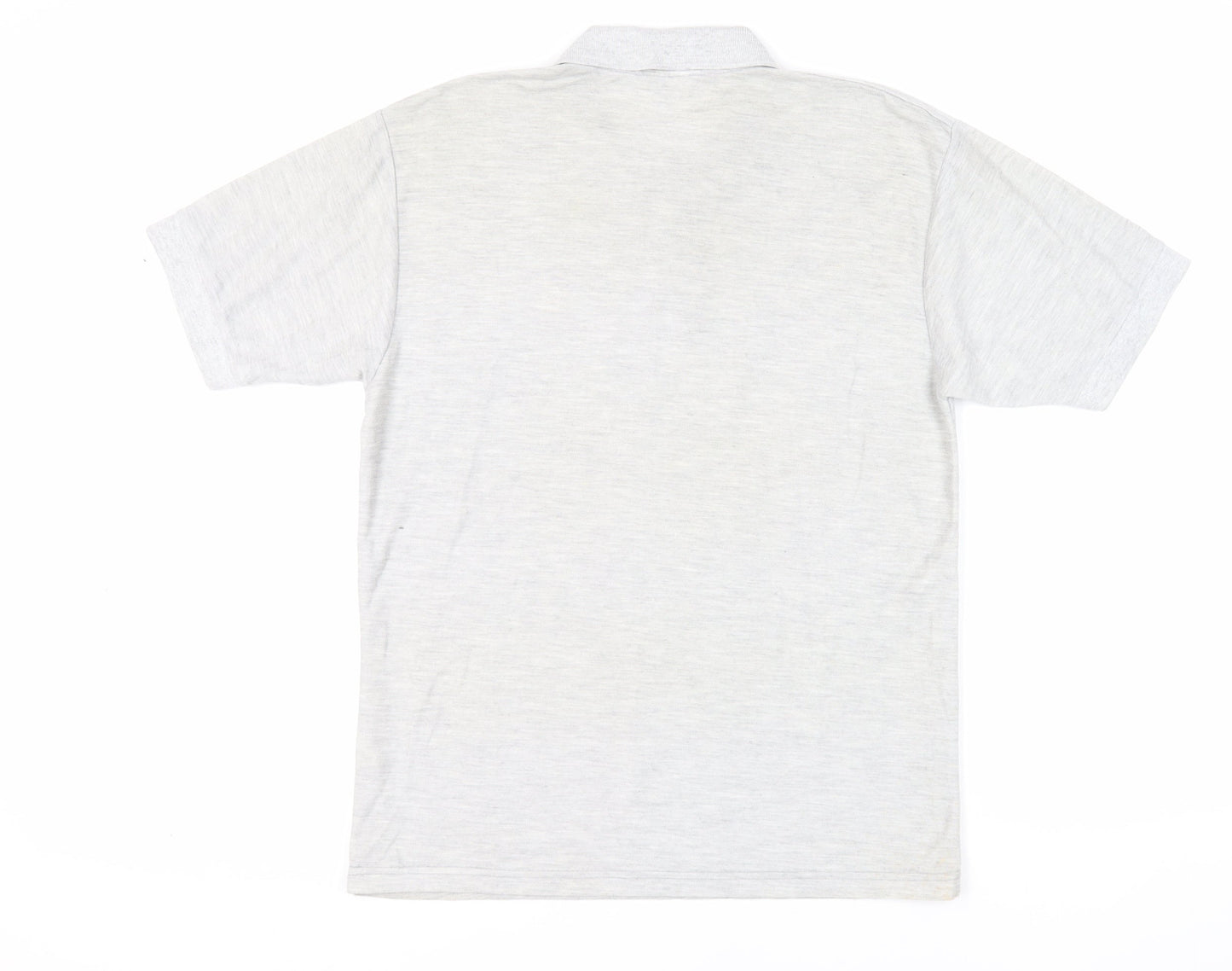 English Teddy Bear Company Mens Grey Polyester Polo Size S Collared Button - Logo