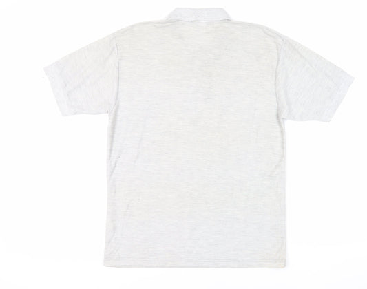 English Teddy Bear Company Mens Grey Polyester Polo Size S Collared Button - Logo