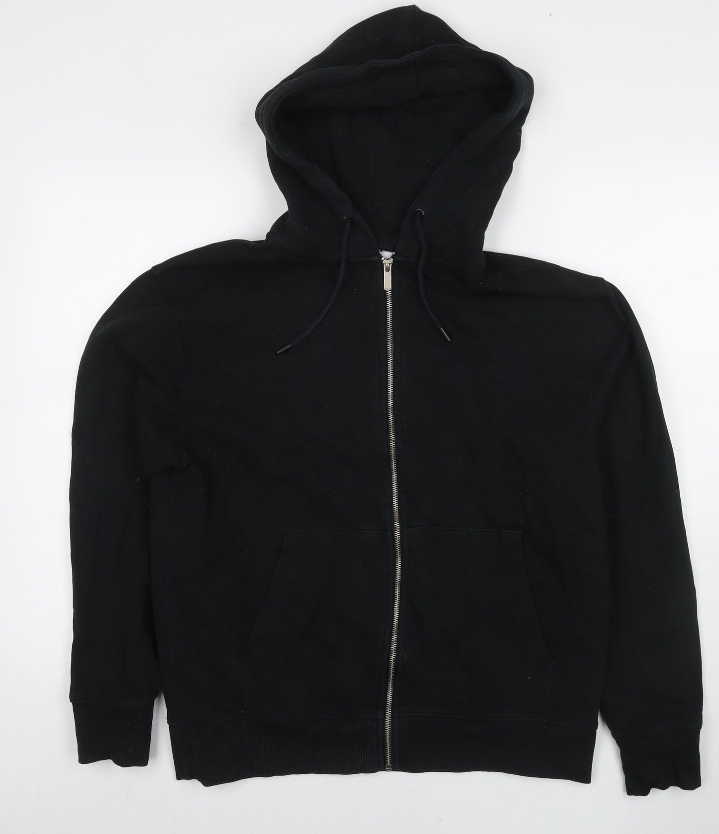 Topman Mens Black Cotton Full Zip Hoodie Size S