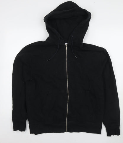 Topman Mens Black Cotton Full Zip Hoodie Size S